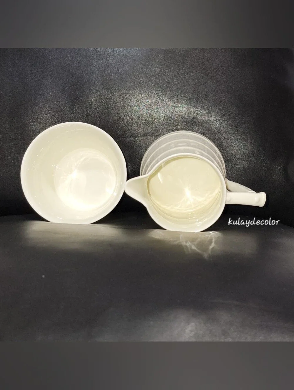Royal Worcester Bone China Ribbed Barrel Sugar Bowl Creamer Set Made in England